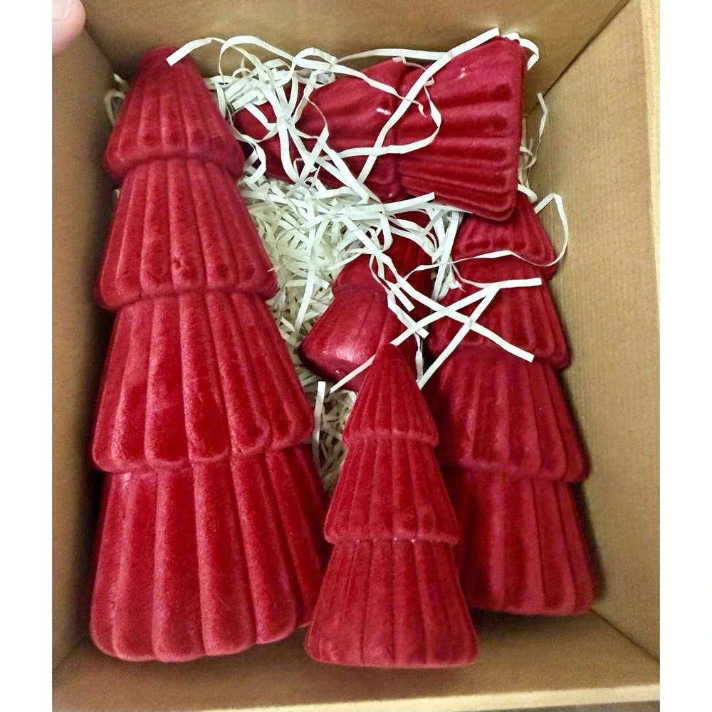 Holiday Christmas Decor Lot Honeycomb Tree Velvet Trees Hanging Ornaments New